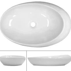 Lavabo vasque a poser en ceramique blanche Evier ovale salle de bain 585x375 mm