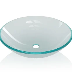 Lavabo vasque salle de bain diamètre verre transparent Helloshop26