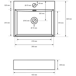 Lavabo vasque salle de bain en céramique suspendu / à poser angulaire 415x360mm