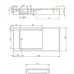 Lavabo Vasque suspendu blanc mat 100x50x12cm en fonte minérale, montage mural, sans trou robinetterie - PB2155
