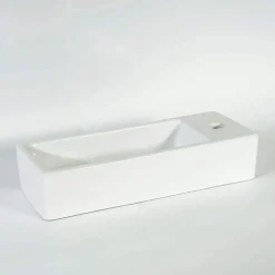 Lave main Rectangle Droite Céramique Blanc - 38x15 cm - Minimalist