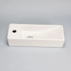 Lave main Rectangle Gauche Céramique Blanc 38x15 cm - Minimalist