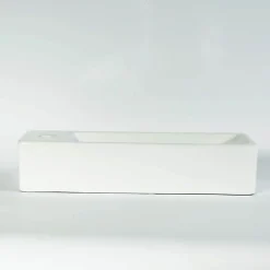 Lave main Rectangle Gauche Céramique Blanc 38x15 cm - Minimalist