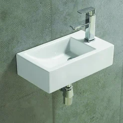 Lave main Rectangulaire Droite - Céramique Blanc - 46x26 cm - Studio