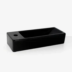 Lave main Rectangulaire Gauche Céramique Noire - 38x15 cm - Minimalist