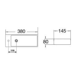 Lave main Rectangulaire Gauche Céramique Noire - 38x15 cm - Minimalist