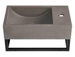 Lave main suspendu en béton avec support - Robinetterie à droite - L40 x l22 cm - UCHAMI