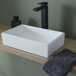 Lave mains à poser Line R en céramique blanc