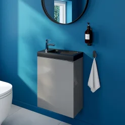Lave mains céramique l.45 cm, noir, GoodHome Nira