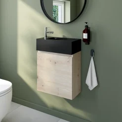 Lave mains céramique l.45 cm, noir, GoodHome Nira