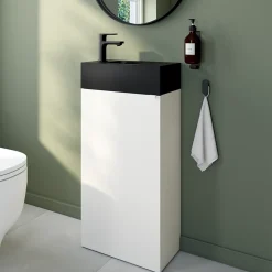 Lave mains céramique l.45 cm, noir, GoodHome Nira