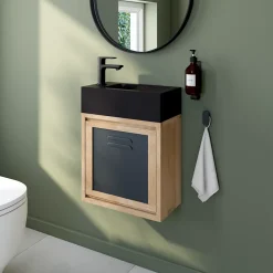 Lave mains céramique l.45 cm, noir, GoodHome Nira