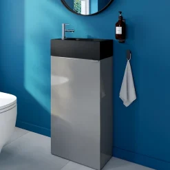 Lave mains céramique l.45 cm, noir, GoodHome Nira