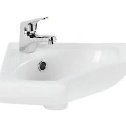 Lave mains d'angle mural céramique traditionnelle SANINDUSA 36x36 Sado blanc (robinet non inclus)