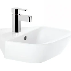 Lave mains d'angle mural céramique traditionnelle SANINDUSA Look 45x45 blanc (robinet et vidage non inclus)