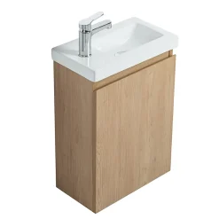 Lave-main Prémonté Bois 40Cm + Vasque céramique Blanche BILY - bain-bain