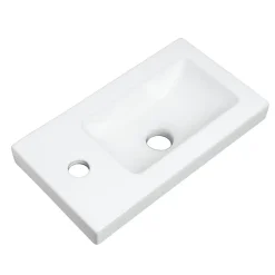Lave-main Prémonté Bois 40Cm + Vasque céramique Blanche BILY - bain-bain