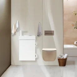 Lave-main salle de bain Aquaba 40 cm finition blanc laqué