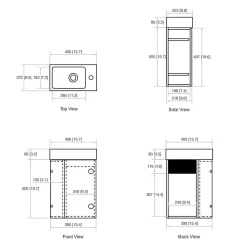 Lave-main salle de bain Aquaba 40 cm finition blanc laqué