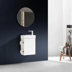 Lave-main salle de bain Aquaba 40 cm finition blanc laqué