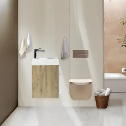Lave-main salle de bain Aquaba 40 cm finition chêne brun