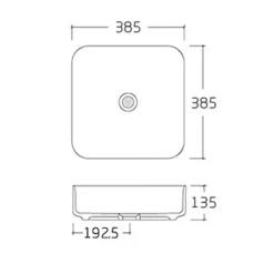 Lave-mains à poser céramique KW6134, 38,5 x 38,5 x 13,5 cm, Aspect marbre noir mat, Avec cache chrome