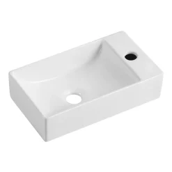 Lave-mains à suspendre en céramique rectangulaire blanc Savy