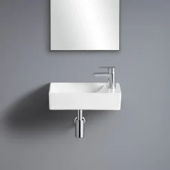 Lave-mains à suspendre en céramique rectangulaire blanc Savy