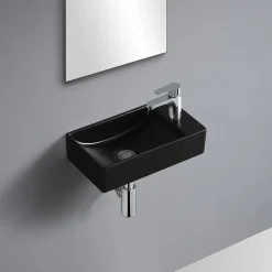 Lave-mains à suspendre en céramique rectangulaire noir Savy
