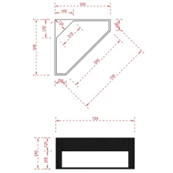 Lave-mains d'angle en fonte minérale TWG70 - blanc mat - 50x50x28cm
