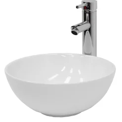 Lave-mains lavabo vasque a poser salle de bain ceramique rond 320 x 320 x 135 mm