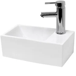 Lave-mains lavabo vasque salle de bain ceramique rectangulaire blanc 350x205mm