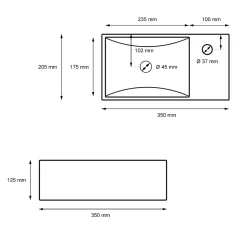 Lave-mains lavabo vasque salle de bain ceramique rectangulaire blanc 350x205mm