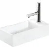 Lave-mains mural compact porcelaine SANINDUSA Note blanc cuve à gauche 36x18 avec trou robinet (mitigeur et vidage non inclus)