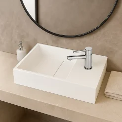 Lave-mains salle de bain suspendu 35 cm en Solide surface - Manita D