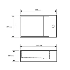Lave-mains salle de bain suspendu 35 cm en Solide surface - Manita D