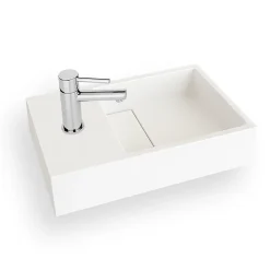 Lave-mains salle de bain suspendu 35 cm en Solide surface - Manita G