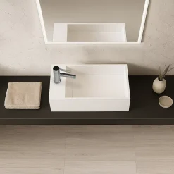 Lave-mains salle de bain suspendu 35 cm en Solide surface - Manita G