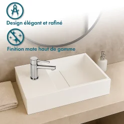 Lave-mains salle de bain suspendu 35 cm en Solide surface - Manita G