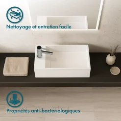 Lave-mains salle de bain suspendu 35 cm en Solide surface - Manita G