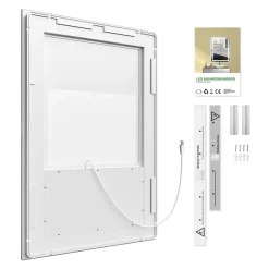 LED Miroir Lumineux Tricolore + Anti-buée 90x60cm Salle de Bain Dimmable,Tactile Miroir de salle de bains LED