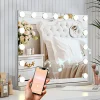 LED Miroir Maquillage Hollywood 58x48cm, 2 haut-parleurs Bluetooth, recharge USB & USB-C, Grossissement 10x, blanc