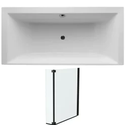 Lot baignoire droite 170 X 70 JACOB DELAFON Evok + pare-bain noir mat