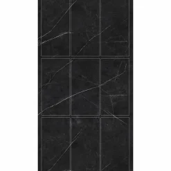 Lot de 8 Dalles Murales Douche SPC/PVC Décor Marbre Noir satiné - 38,9x77,8cm - 2,42M²