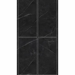 Lot de 4 Dalles Murales Douche SPC/PVC Décor Marbre Noir satiné - 59,2x118,4cm - 2,8M²