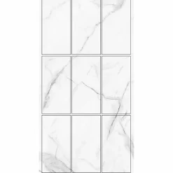 Lot de 8 Dalles Murales Douche SPC/PVC Décor Marbre Blanc Brillant - 38,9x77,8 cm - 2,42 m²