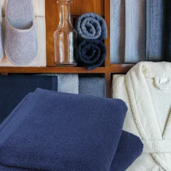 Lot de 2 draps de douche 70x130 cm ALPHA bleu Marine