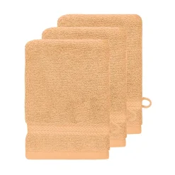 Lot de 3 gants de toilette 550 g/m² Pêche 16x22 cm LUXURY