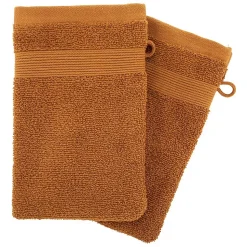Lot de 2 gants de toilette 15 x 21 cm Couleur moderne cannelle