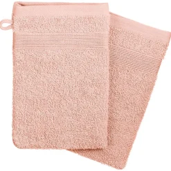 Lot de 2 gants de toilette - coton 450 gr/m² - rose 15x21 cm - Atmosphera